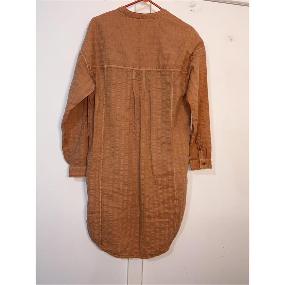 Anthropologie Pilcro Tunic Top Seersucker Button Down Kurti Dark Orange‎ Boho S - Picture 10 of 15